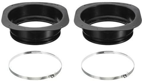 PATIKIL 8 Duct Connector Flange, 2 Pack Dryer Vent Wall Plate Square to Round Straight with Clamp for Air Heating Cooling Ventilation Exhaust Fan, Black
