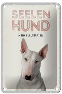 FEMER Blechschild Spruch 12x18cm Seelen Hund Mein Bullterrier Dekoration