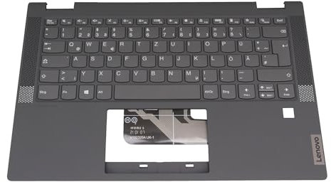 Lenovo 5CB0Y85534 Original Tastatur inkl. Topcase DE (deutsch) grau/grau (Fingerprint) für IdeaPad Flex 5-14ARE05 (81X2), 5-14ARE05 (82DF), 5-14IIL05 (81WS/81X1), 5-14ITL05 (82HS)