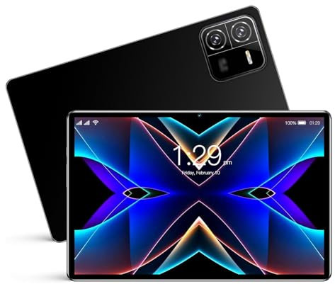 Jemora Tablette 4 Go + 64 Go 10,1 pouces 1960 x 1080 haute clarté Android12 4G Appel 8 cœurs Processeur MT6755 128 Go Mémoire extensible BT4.2 Batterie 6000 mAh Longue durée de veille avec étui pour t