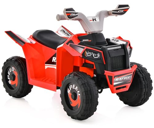 GYMAX Kids Electric Quad Bike, 6V Children Electric ATV with Forward & Backward, Indoor Outdoor Battery Powered Toy Car for Boys Girls (Red)