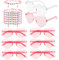 BETESSIN 14x JGA Accessoires Frauen 7 Jga Armbänder 7 Herz Brille Pink Team Braut Armbänder Braut Herz Sonnenbrille Junggesellenabschied Deko Rosa Team Bride Hochzeit Bachelorette Party