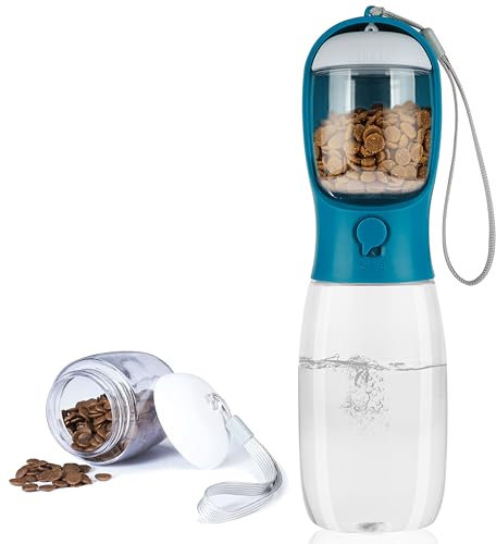 AVELORA Bouteille d'eau portable pour chien avec récipient de nourriture, distributeur d'eau portable d'extérieur pour chat, lapin, chiot et autres animaux de compagnie pour la marche, la randonnée,