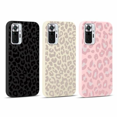 Yoedge 3 Stück Handyhülle für Xiaomi Redmi Note 10 Pro/10 Pro Max 4G Hülle 6,67,Leopard Muster Design Frauen Mädchen Aesthetic Handyhülle Dünn Weich Schlanke Silikon TPU Flexible Stoßfest Schutzhülle