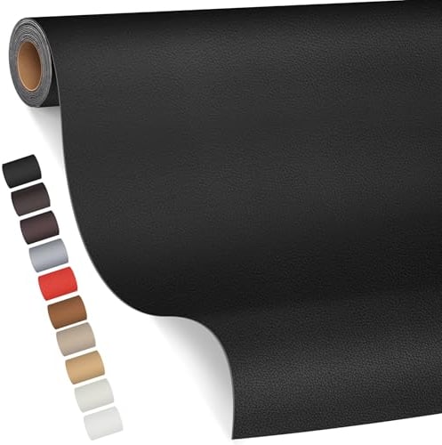 Leder kunstleder selbstklebend Schwarz, 80 x 200cm leder reparatur set, Leder Reparatur Kit für Möbel, Sofa, Autositze, Taschen, Leder Reparatur und Renovierung(Schwarz)