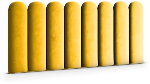 Muralo Wandkissen Gepolstert, Magic Velvet, Wandpolster - 20x100 cm, Gelb | Wandpaneel, ideal als Bettkopfteil oder Lendenkissen - für Schlafzimmer und Wohnzimmer, einfache Anbringung mit Montagekleber