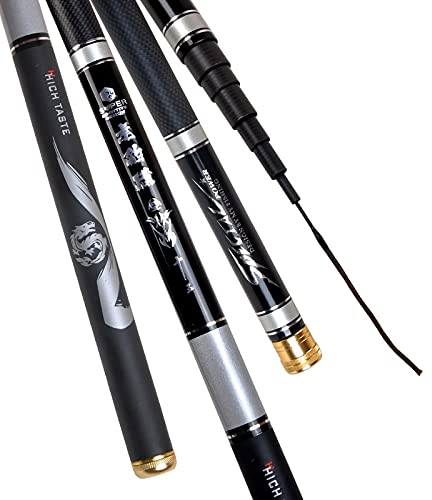 Angelrute 1/9 Power Super Hard Fishing Rod 3,6 m-6,3 m Carbon Teleskop-Karpfenbach Handpasteifischerfischereizubehör Angelruten(Größe:Black Color_4.5m)