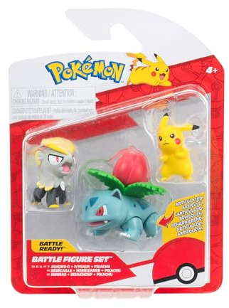Pokémon PKW3893 - Battle Figure Set - Pikachu, Miniras, Bisaknosp, offizielles Figuren Set