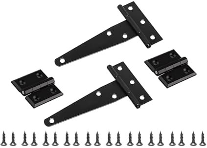 JXPXJMY Set di 4 Cerniere Nere, Cerniera per Porta per Carichi Pesanti, Cerniera a Forma di T, Viene fornito con viti, Adatte per Armadio, Porte, Finestre, Corridoio, Giardino Sul Retro