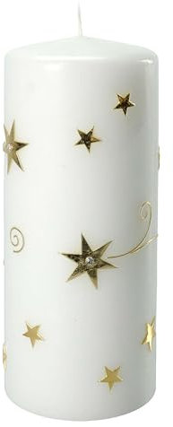 Weihnachtskerze goldene Sterne, 200x80 mm