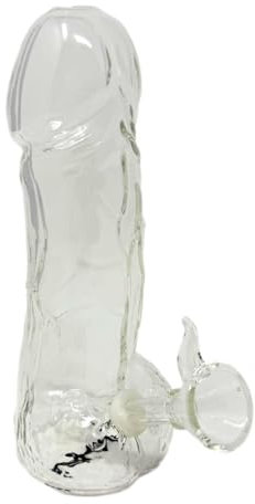 EKNA Penis Bongpfeife Glas 15cm - Glasbong Dödel Pfeife - Penis Bong + Glas Chillum mit Kopf - bruchfest & hitzebeständig aus Borosilikatglas - Witzige Geschenkidee (1x Klarglas)