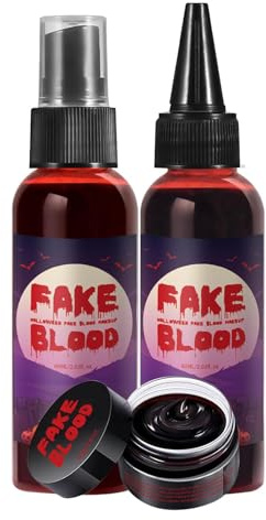 Faux sang - Maquillage d'Halloween 160 ml | Goutte de sang et de sang en gel coagulé | Maquillage de sang lavable pour Halloween | Peinture de sang de scène d'effets spéciaux pour r