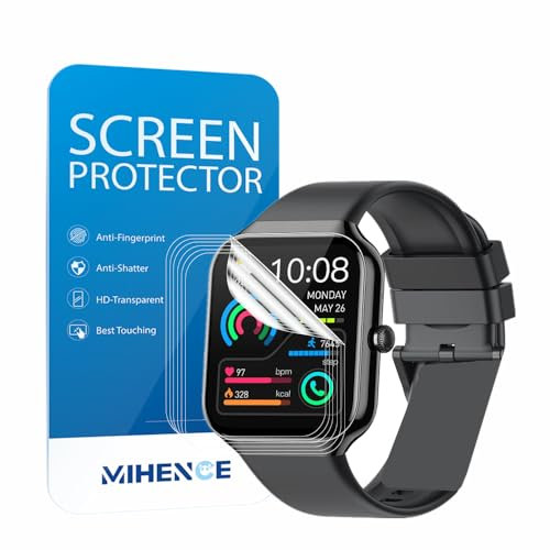 MIHENCE Lot de 6 films protecteurs d'écran pour montre connectée P98/P99 1,96, TPU HD, compatible avec Togala/Jugeman Smartwatch P99 1,96