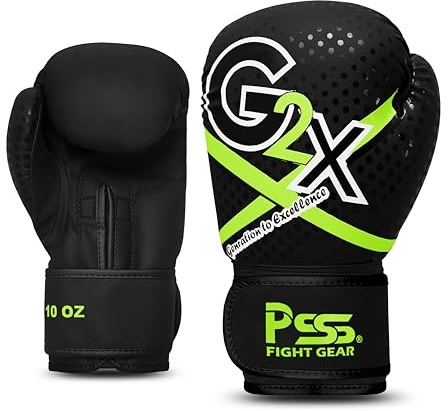 PSS G2X Boxhandschuhe Kinder Teenager 3 bis 14 Jahre Jungen Mädchen Schwarz Blau 4oz 6oz 8oz 10oz Leder Muay Thai Kickboxen Englisches Französisches Boxen Größe 4 5 6 7 8 9 10 11 12 13 14 Jahre