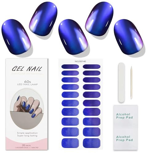 JMEOWIO Unghie Gel Adesive UV Glitter Blu Scuro Smalto Adesivo per Unghie Gel Nail Stickers Decorazioni Unghie Nail Art Disegni