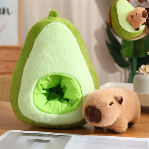 Neu Capybara Plüschtier, Kuscheltier Capybara 2 In1, Avocado Plüschtier, Simulation Avocado Kuscheltier XXL, Abnehmbar Plüschtier Super Weiche Gefüllte Spielzeug Plüsch Für Kinder (grün, 45 cm)