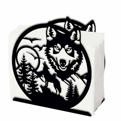 SUPERDANT Serviettenhalter Wölfe Des Waldes Für Tische Wälder Wölfe Napkin Holder Aus Eisen Serviettenständer Mit Tiermotiv Servietten Halter Mit Sonnenuntergang Praktische Dekor