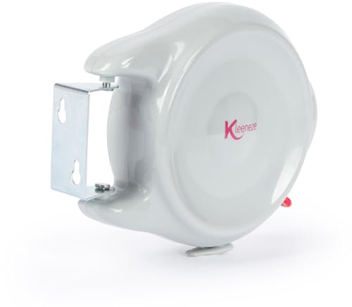 Kleeneze Filo stendibiancheria retrattile – 15 metri di spazio di asciugatura, gancio anti-allentamento, supporto da parete girevole, filo stendibiancheria multidirezionale, salvaspazio, teso e