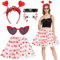 Amor-Kostüm,Karneval Kostüme Amor Set,Damen Kostüm,Valentinstag Herz Stirnband Pailletten,Herzchen Tutu,Weiß Tutu Rock,Romantische Amor Kostüm Accessoires,Face Art Sticker Herzen,Herzbrille