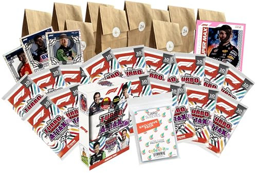 Bundle mit Topps - Turbo Attax Formel 1 2024 - Der Adventskalender 2024-24 tolle Überraschungen + Exklusive Collect-it Hüllen