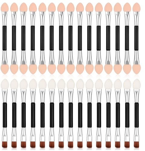 30 Stück Lidschatten Pinsel, Einweg Lidschatten Applikator Doppelseitige Weicher Schwamm Lidschatten Pinselset Professional Augen Make-Up Kosmetische Werkzeug für Frauen und Mädchen