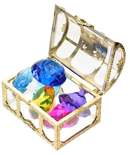 TOYANDONA 1 Set-Box Diamant-Schatztruhe Schwimmbecken Spiel Piraten- Edelsteine Poolzubehör geschenkset Set for Kindersimulationsdiamanten Schatzkiste Acryl Golden
