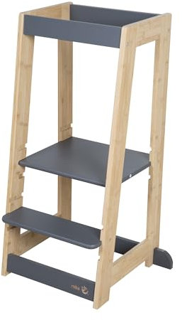 roba Lernturm aus Holz - Bicolor - Sicherer Tritthocker für Kinder - Ideal als Küchenhelfer - Bis 80 kg belastbar - FSC® zertifizierter Bambus