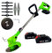 Decespugliatore a Batteria 21V Tagliabordi a Batteria, Tagliaerba Elettrico con 2 Batterie e 3 Tipi di Lame, Decespugliatore da Giardino Altezza Regolabile 90-120 cm per Prati, Arbusti