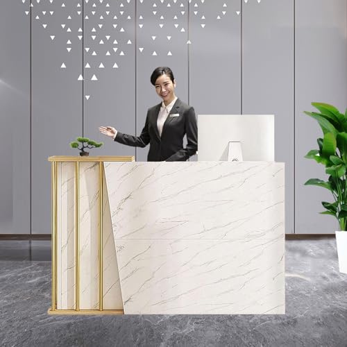 HGTRH Rezeptionstheke GroßE Empfangstheken, Rezeptionstresen mit Offenen FäChern, Moderne Rezeption mit Hoher und Niedriger Workbench, Laden-Theke, Verkaufstheke, Hotelrezeptionen Marble Color 100cm