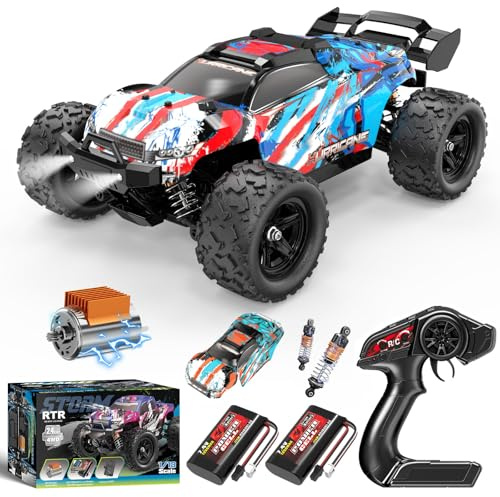 YESHIN Monster Truck 1:18 Ferngesteuertes RC Auto 40 km/h, wasserdichte 4WD RC Truggy Geländegängig Spielzeug mit 2 wiederaufladbaren 1200-mAh-Akkus und 2 Karosserie