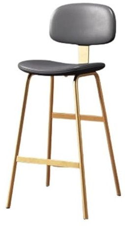 YQINQIN83B Tabouret de Bar Tabouret Haut à Dossier Gris, Chaise Haute de Bar en Fer for Restaurant, Pieds dorés Chaise Bar
