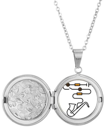no/no Ladegerät, Saxoph, Netzteil, Medaillon, Halskette, Bild, Schmuck, Geburtstagsgeschenk
