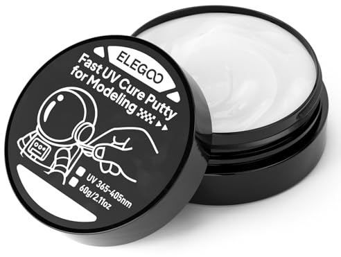ELEGOO UV-Kitt zum Modellieren, 365–405 mm, UV-Licht, schnell härtender Ton zur Reparatur von Miniaturmodellen (weiß, 60 g)