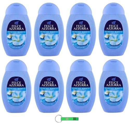 8 gel doccia Felce Azzurra bianco muschio / inconfondibile profumo Doccia Gel 250 ml + portachiavi Beni Culinari