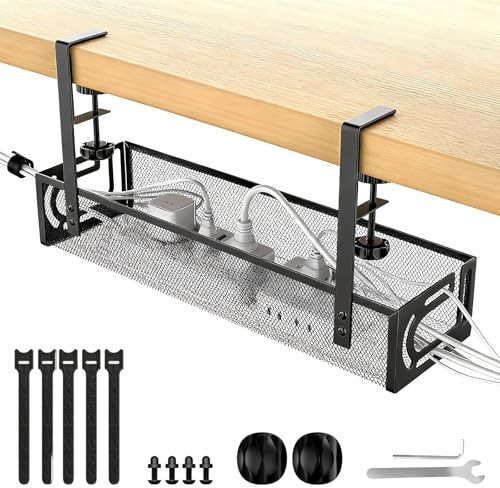 MFUSUL Organisateur Cable, Support Cable Bureau 39 CM Avec Attaches, Sans Perçage, Rangement Cable pour Bureaux, Goulotte de Gestion des CâBles pour Bureaux/Domiciles