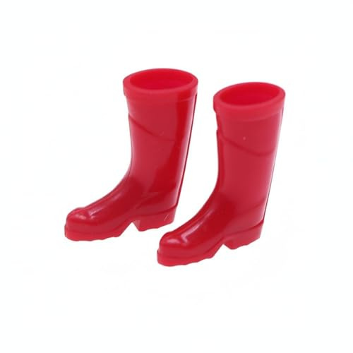 KiBcsLic Puppen Regenstiefel aus elastisches Material BJD Puppenschuhe detailgetreu Mini Gummistiefel für Puppensammler, Bastler, Puppenhaus, Miniaturgarten, Rot