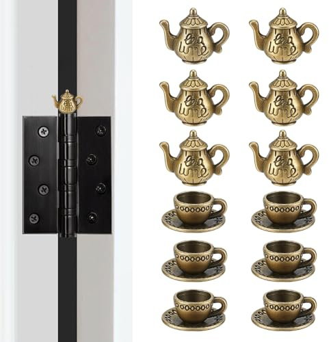 OLYCRAFT 12pcs Hinge Heads Decorative Topper Hinges Head Home Decoration Teacup Door Hinge Toppers Cute Hinges Heads Figurines for Tea Pets Desktop Home Office Decoration - Antique Bronze
