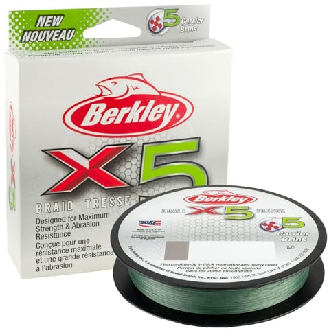 Berkley X5 geflochtene Angelschnur – Starke 5-fache geflochtene Schnur zum Salz- und Süßwasserangeln