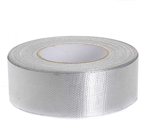 TUKA-i-AKUT Cinta reforzada adhesiva de aluminio con malla di rinforzo, 50mm x 50 metros, cinta aislante autoadhesiva + con refuerzo de malla de fibra de vidrio + cinta autoadhesiva, TKD5022