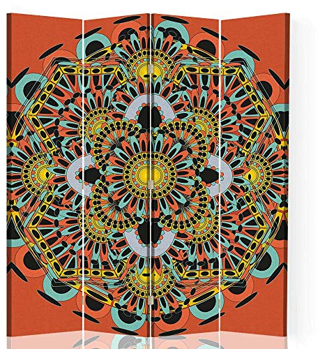 Raumteiler Trennwand Orient Paravent 4-teilig Mandala Orange 145x175 cm