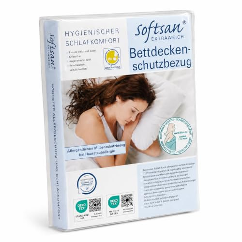 Softsan Extraweich Allergiker Deckenbezug 155x200 cm, Anti Milben Encasing zum Milbenschutz für Hausstauballergiker