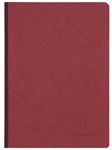 Clairefontaine 795432C Notizbuch, genäht, Rückseite aus Leinen, Rot, A5, 14,8 x 21 cm, 192 Seiten, DOT, helles Papier, Weiß, 90 g, glänzend, Ledermaserung – Kollektion Age Bag
