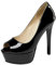 MISSUIT Damen Stiletto High Heels Plateau Peeptoe Pumps Lack Pfennigabsatz 12cm Absatz Schuhe(Schwarz,34)