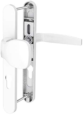 Schmalrahmengarnitur PZ Lochung Türdrücker 72mm Langschildgarnitur Weiss RAL9016 Schildgarnitur (Knopf/Drücker, Türstärke 55-70mm)