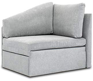 DOMO. collection Tiny Sofa Delta, kompaktes Schlafsofa, Schlafsessel, Schlafcouch Gästebett, Tiny Couch, Ecksessel, 116 x 81 x 83 cm (BxTxH), hellgrau