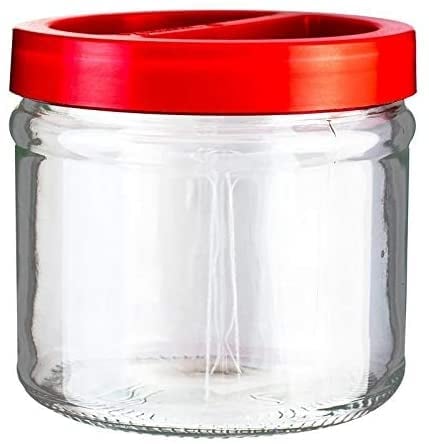 VETRERIA BORGONOVO Vaso Ortes 1 kg Barattolo Vetro Largo Tappo A Vite per Conserve Sott Olio Aceto CC.1000 D.14, Rosso, Taglia Unica