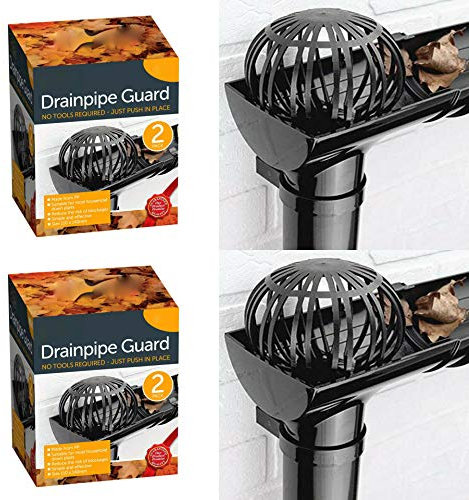 ADEPTNA Pack of 4 Drainpipe Guard Cover Leaf Filter Downpipe Gutter Debris Moss Protections - Keeps Gutter downpipes Clear of Blockage - No Tools Required