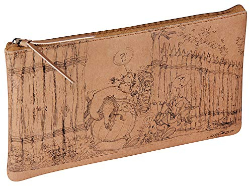 Clairefontaine 813019C - Flaches Schlampermäppchen mit Skizzen aus PU 11x22 cm ''Asterix & Obelix, Kraft Beige, 1 Stück