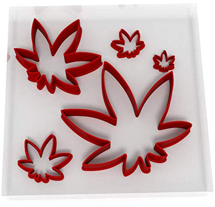 Custom Cutters Lot de 5 emporte-pièces en forme de feuille de mauvaises herbes en plastique pour pâtisserie, fondant, argile, pâtisserie, glaçage, bijoux (1,5/2/3/5/8 cm)