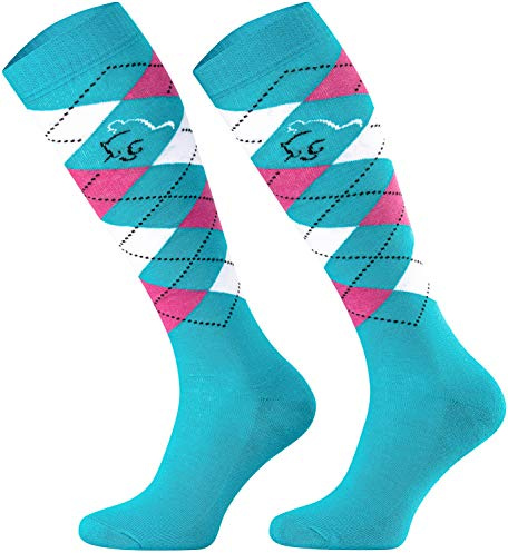 TODO Comodo Chaussettes d'équitation Carreaux STPDJ | Mi-Bas d'équitation | Coton Chaussette Equitation Femme, Enfant, Homme (STPDJ - RS21, 39-42)